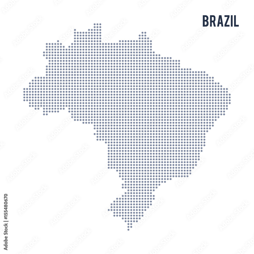 Vector dotted map of Brazil isolated on white background .