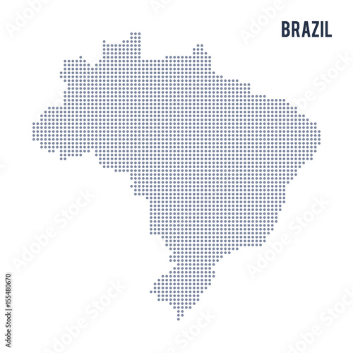 Vector dotted map of Brazil isolated on white background .