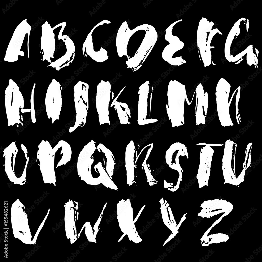 Hand drawn dry brush font. Modern brush lettering. Grunge style alphabet. Vector illustration. Hand drawn dry brush font. Modern brush lettering. Grunge style alphabet. Vector illustration.