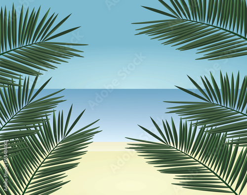 Beach and tropic leafs vector