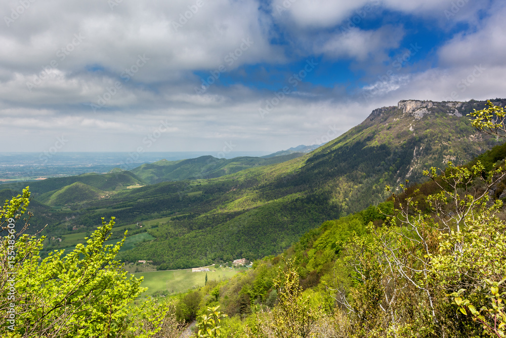 French countryside. View of the Vercors and the Rhône Valley.