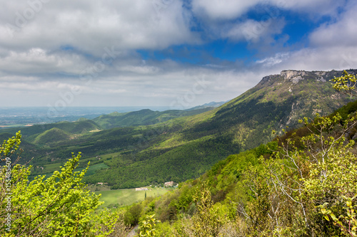 French countryside. View of the Vercors and the Rhône Valley.