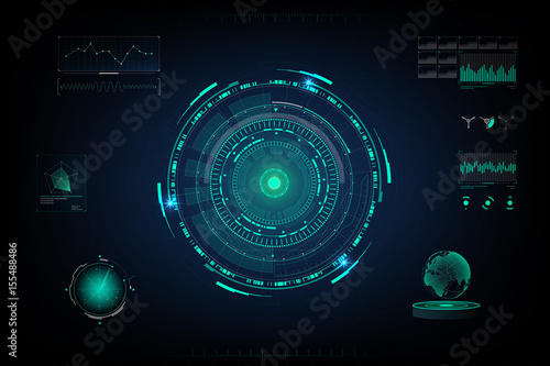Futuristic. Design of  futuristic sci fi interface and background in blue color