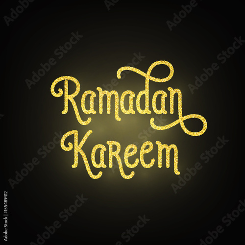Ramadan Kareem. Glitter gold Ramadan holiday typography
