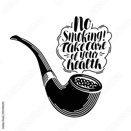 No smoking, lettering. Typographic design, tobacco. Calligraphy vector illustration