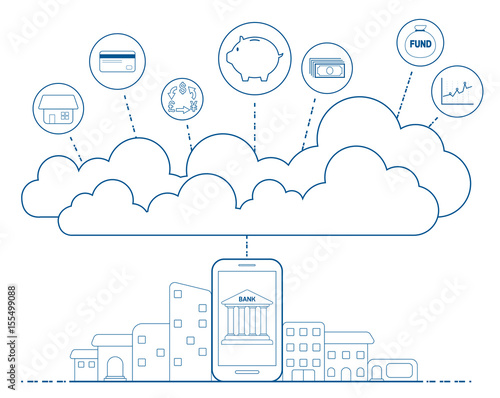 Mobile banking concept with cloud technology