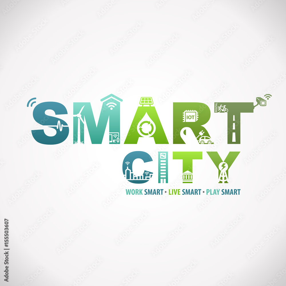 Smart City Work Live Play Smart Design Text Infographic Smart City Work Live Play Smart Design Text Infographic