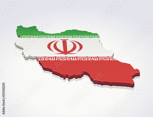 Carte de l'Iran 3D drapeau (fond clair)