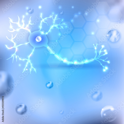 Nerve cell anatomy detailed illustration on an abstract scientific background