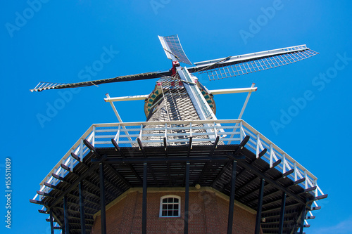 underneath view of Dutch windmill in Holland Michigan