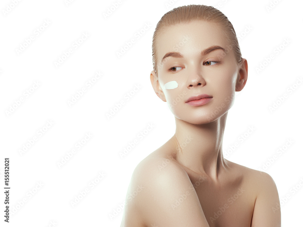 Woman beauty face portrait with healthy skin. Beauty woman face portrait. Beautiful spa model girl with perfect fresh clean skin. Youth and skin care concept