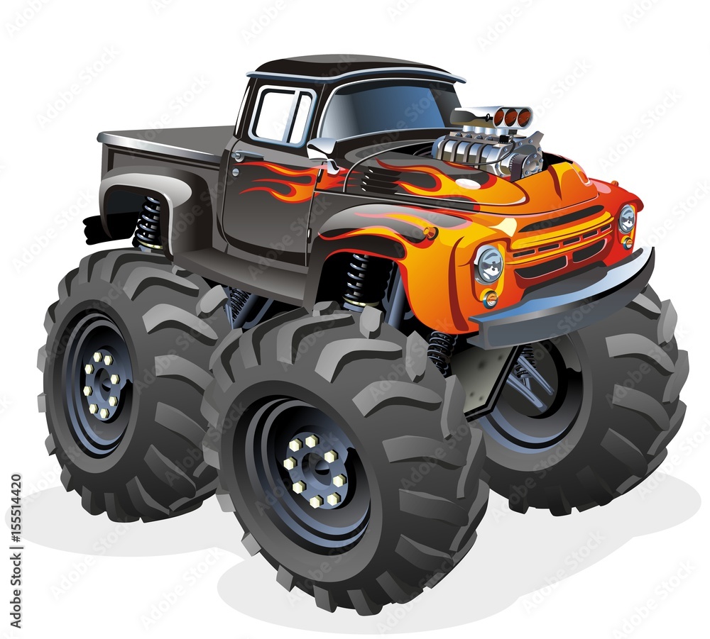 Vector Cartoon Monster Truck. Available EPS-10 vector format separated by groups and layers for easy edit Vector Cartoon Monster Truck. Available EPS-10 vector format separated by groups and layers for easy edit