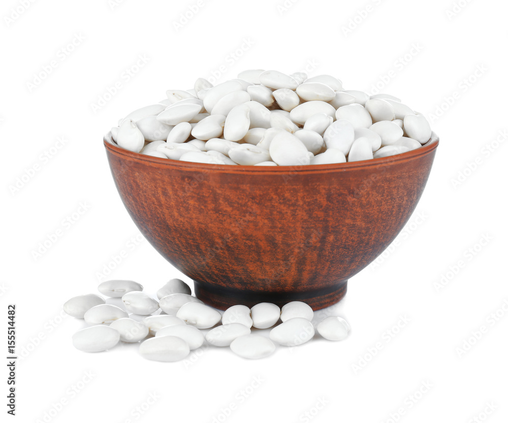 Bowl with butter beans on white background Bowl with butter beans on white background