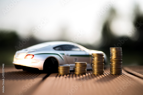 Saving money for car or trade car for cash, finance concept