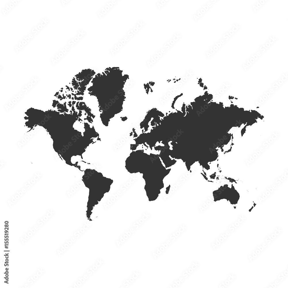 Fototapeta premium Vector Earth Map detailed Silhouette