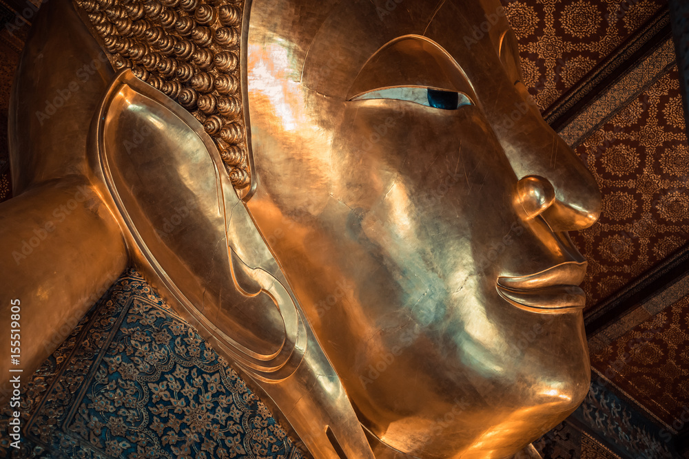 beautiful golden buddha head in Asia 
