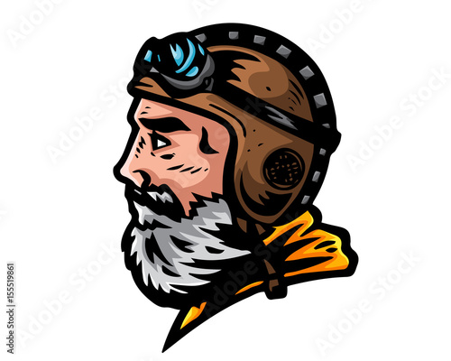 Vintage Masculine Cafe Racer Rider Illustration 