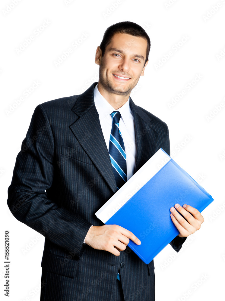 Businessman with folder, isolated on white background Businessman with folder, isolated on white background