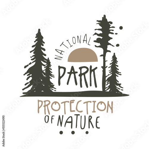 National park protection of nature design template, hand drawn vector Illustration