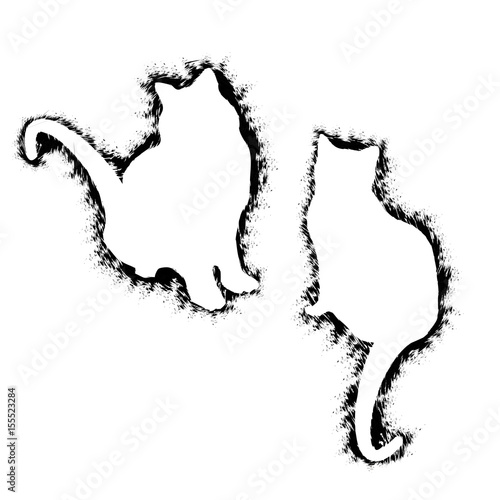 Cat pattern from scratch. Chalk coal. Vector illustration.