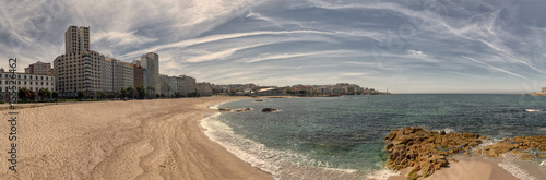 Panoramic view of Riazor beach in La Coruna, Spain photo