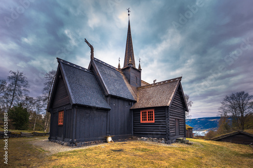 Lillehammer, Norway - May 13, 2017: Garmo Stave Church in Lillehammer, Norway photo