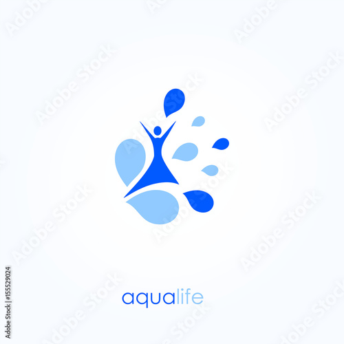 Aqua Life, Water Logo, Healthy Lifestyle.