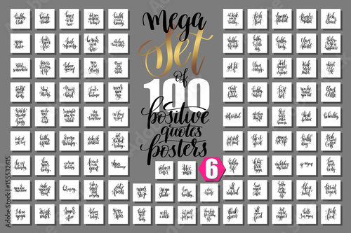 mega set of 100 hand lettering quotes about fitness and healthy 