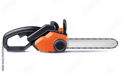 Chainsaw isolated on white. Vector 3d illustration