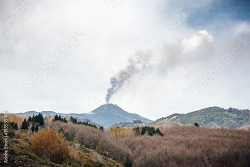 Mount Etna erupting in Sicily