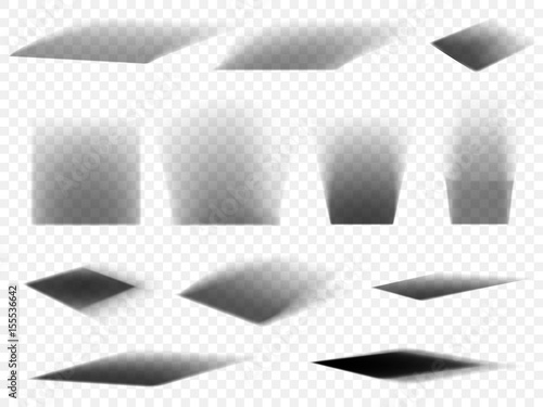 Shadows vector set of squares with different illumination angles