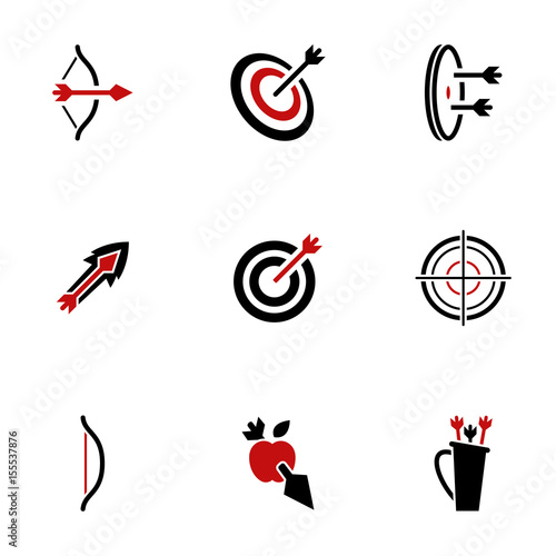 Icons for theme archery , vector, icon, set. White background
