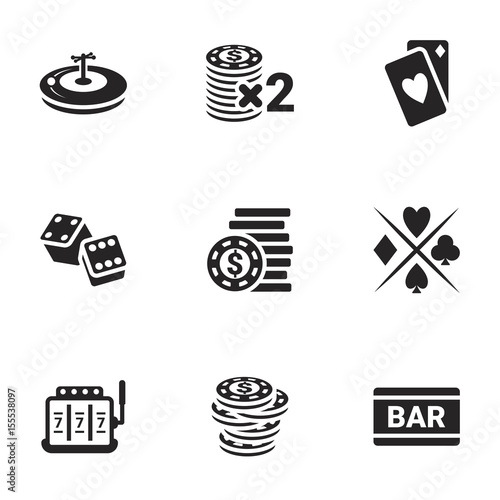Icons for theme Casino and gambling , vector, icon, set. White background