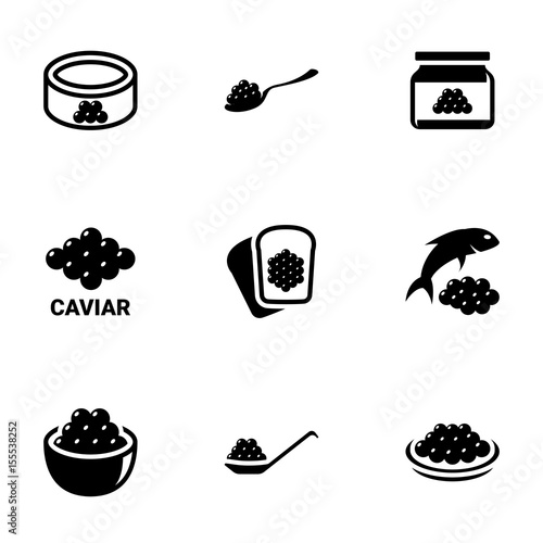 Icons for theme caviar, vector, icon, set. White background