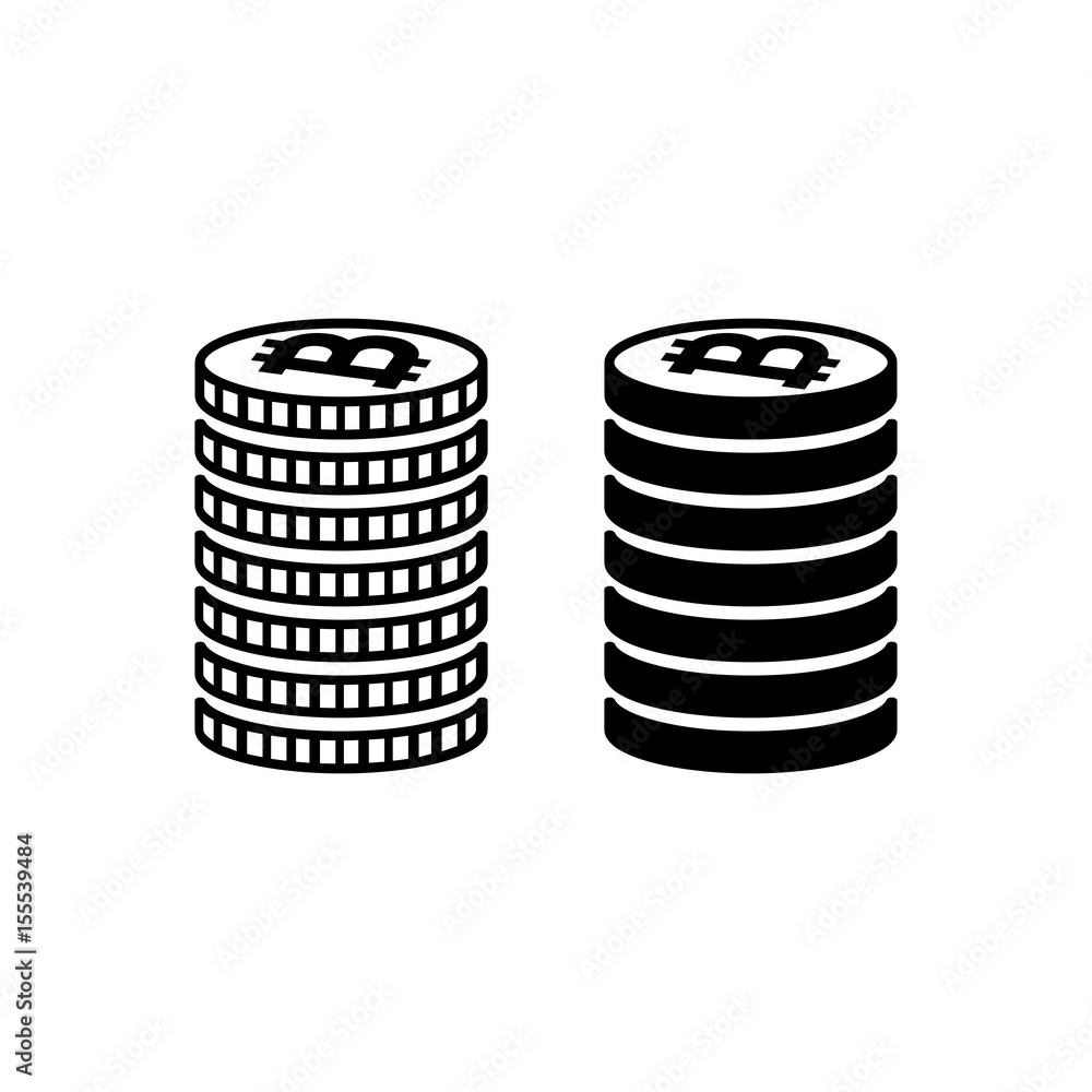 Stack of bitcoin. Piled coins with bitcoin signs with different edges. Vector Illustration Stack of bitcoin. Piled coins with bitcoin signs with different edges. Vector Illustration