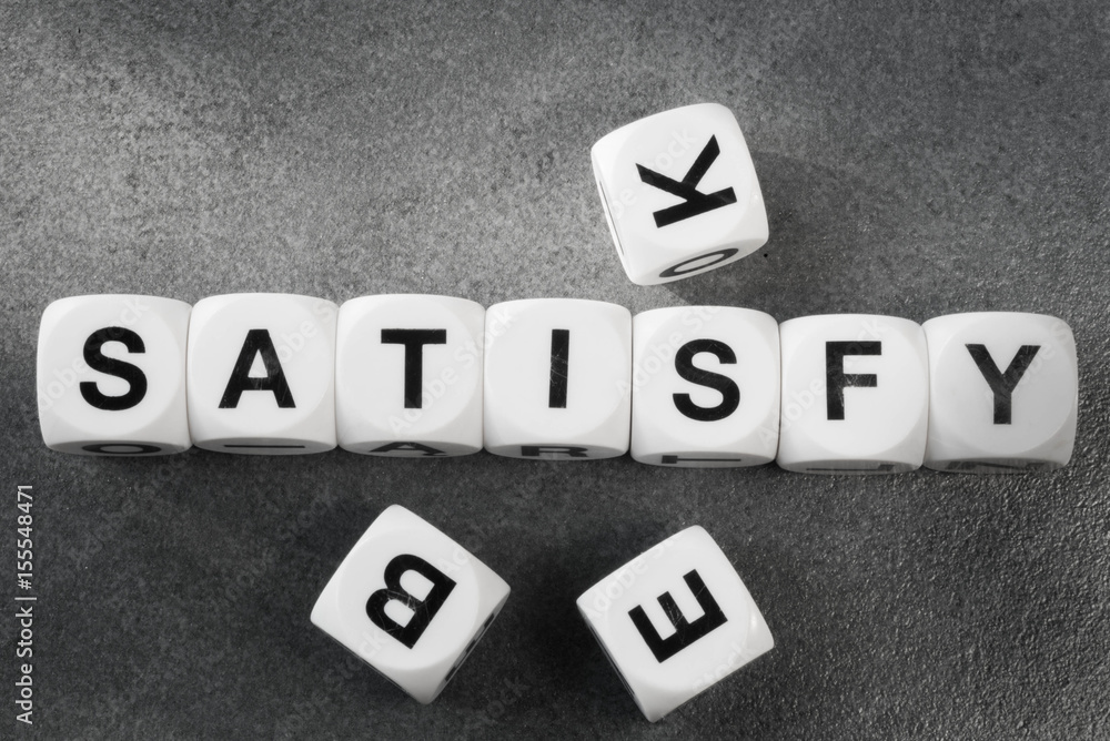 Obraz premium word satisfy on toy cubes