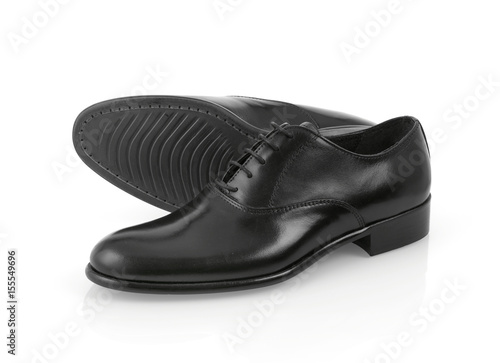 Black leather men shoes