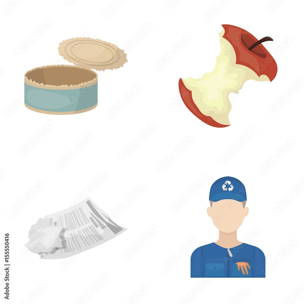 Φωτογραφία Can used used pot, apple stub, old dirty and wrinkled newspaper, the man who takes out the garbage