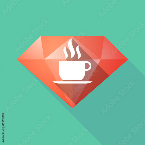 Long shadow diamond with a cup of coffee