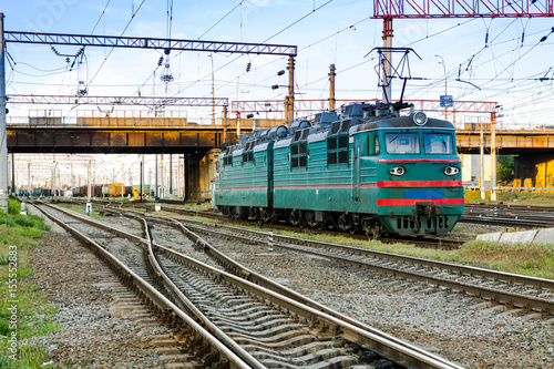 Electric locomotive. Railway. A train. Electric locomotive of Soviet times. © vzwer