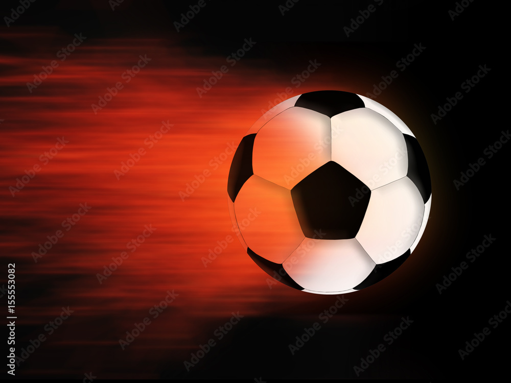 Fototapeta premium Soccer ball and flame on a black background