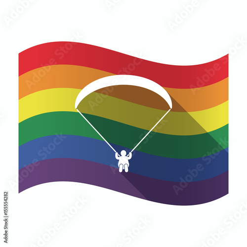 Isolated Gay Pride flag with a paraglider