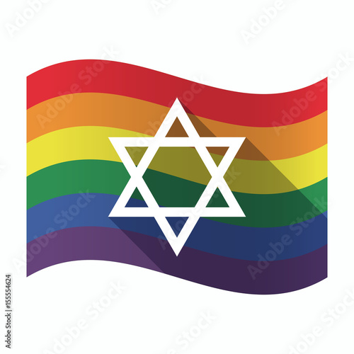 Isolated Gay Pride flag with a David star