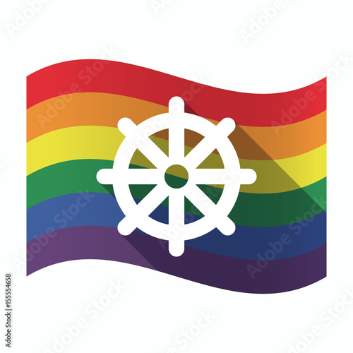 Isolated Gay Pride flag with a dharma chakra sign