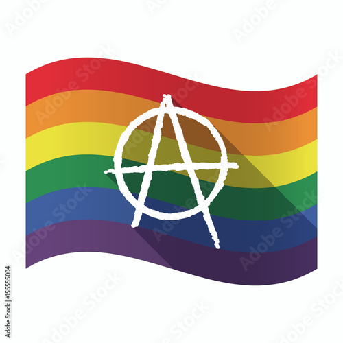 Isolated Gay Pride flag with an anarchy sign