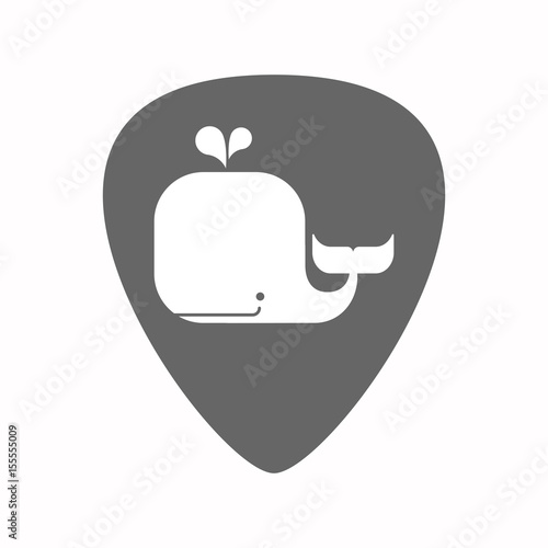 Isolated guitar plectrum with a whale