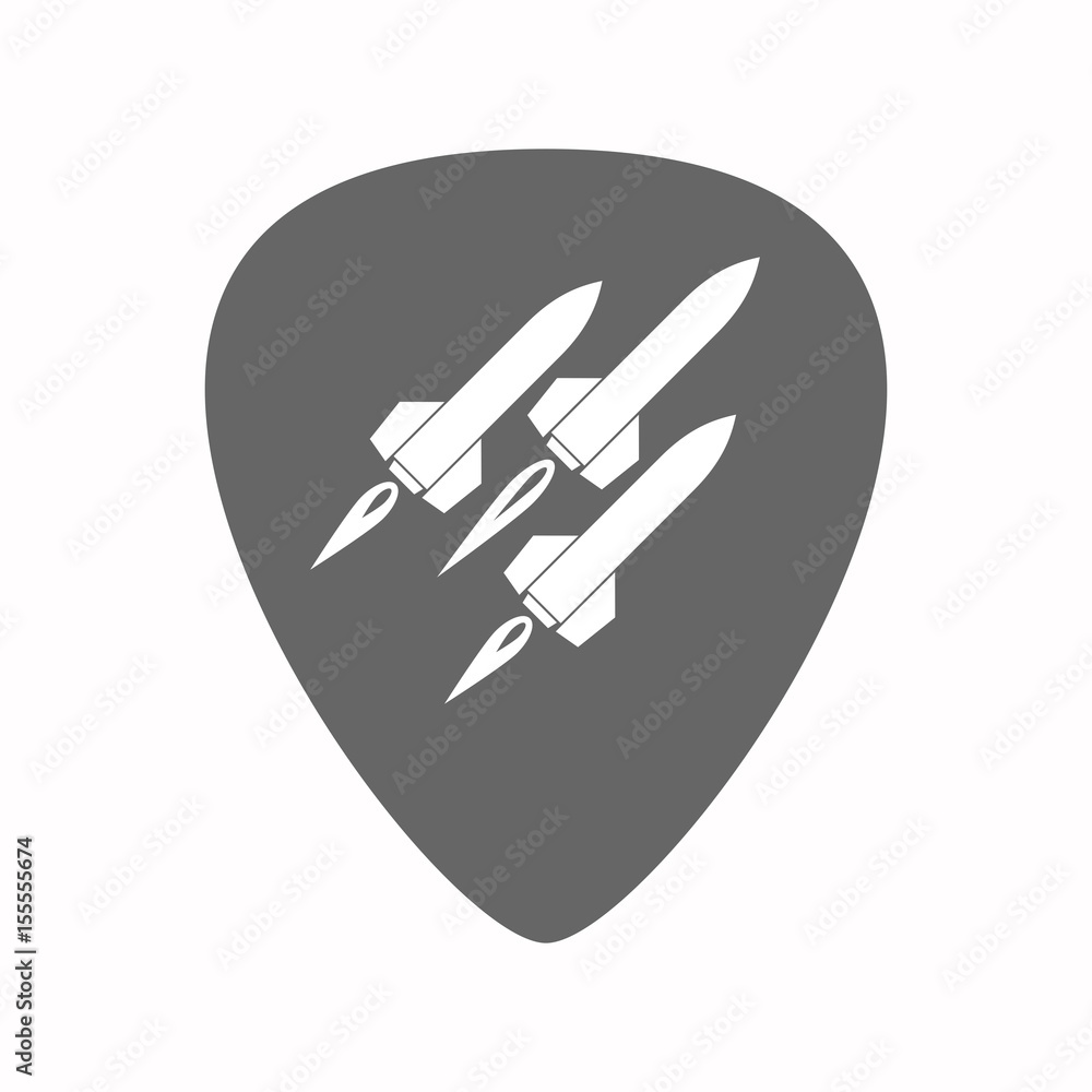 Isolated guitar plectrum with missiles Isolated guitar plectrum with missiles