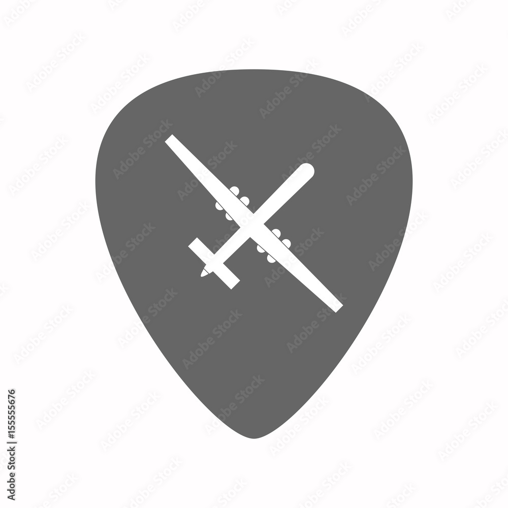 Isolated guitar plectrum with a war drone Isolated guitar plectrum with a war drone