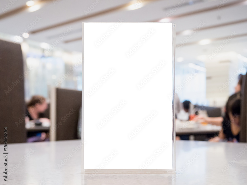Blank Menu frame on Table in cafe restaurant Blank Menu frame on Table in cafe restaurant