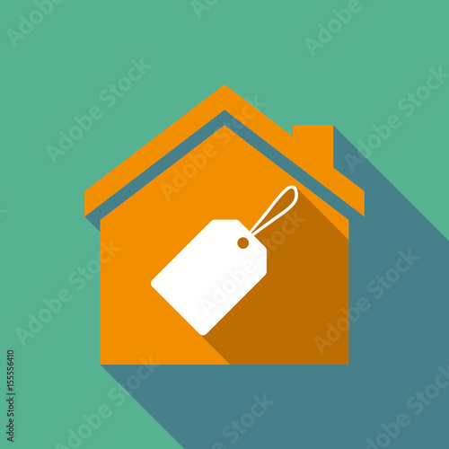 Long shadow house with a label
